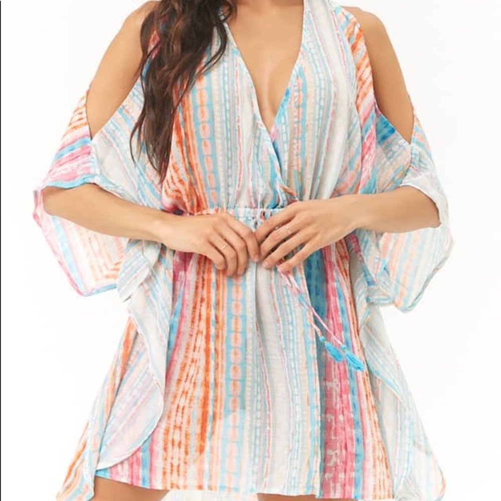 Abstract kaftan swim coverup